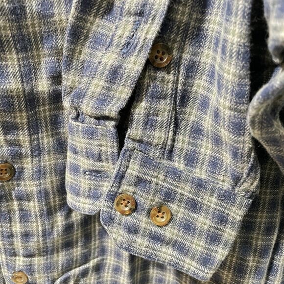 Woolrich John Rich & Bros Men’s Button-Up Flannel Shirt Blue Plaid Size XL - Picture 5 of 9